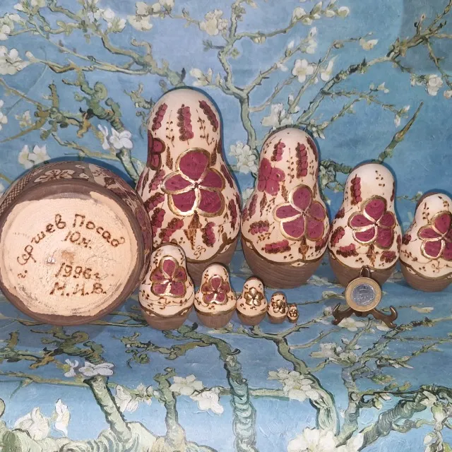 10 Bonecas russas de madeira Matryoshka originais da Rússia vintage